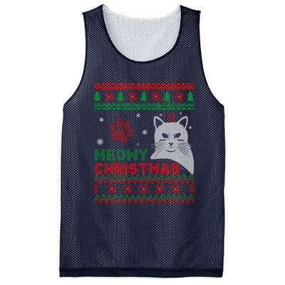 Cat Ugly Christmas Mesh Reversible Basketball Jersey Tank