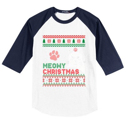 Cat Ugly Christmas Baseball Sleeve Shirt