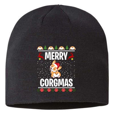 Corgi Ugly Christmas Sweater Merry Corgmas Santa Corgi Sustainable Beanie