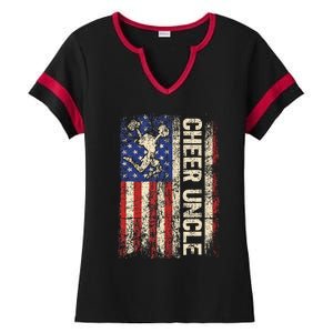 Cheer Uncle Cheerleader Uncle American Us Flag Ladies Halftime Notch Neck Tee