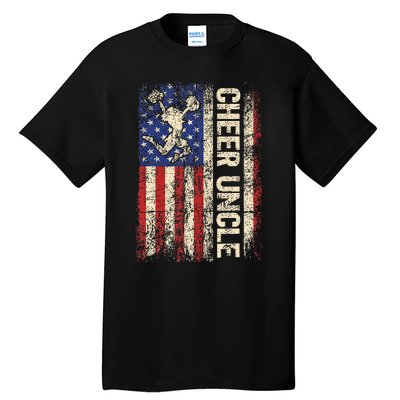 Cheer Uncle Cheerleader Uncle American Us Flag Tall T-Shirt