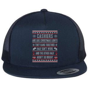 Cashiers Ugly Christmas Funny Cashier Flat Bill Trucker Hat