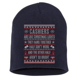 Cashiers Ugly Christmas Funny Cashier Short Acrylic Beanie