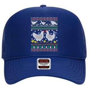 Chicken Ugly Christmas Farm Animal Funny Holiday Xmas Gift High Crown Mesh Back Trucker Hat