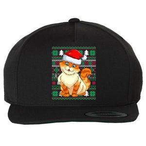 Cat Ugly Christmas For Santa Lovers Funny Cat Xmas Funny Gift Wool Snapback Cap