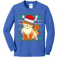 Cat Ugly Christmas For Santa Lovers Funny Cat Xmas Funny Gift Kids Long Sleeve Shirt