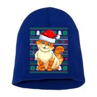 Cat Ugly Christmas For Santa Lovers Funny Cat Xmas Funny Gift Short Acrylic Beanie