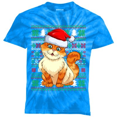 Cat Ugly Christmas For Santa Lovers Funny Cat Xmas Funny Gift Kids Tie-Dye T-Shirt