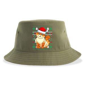 Cat Ugly Christmas For Santa Lovers Funny Cat Xmas Funny Gift Sustainable Bucket Hat