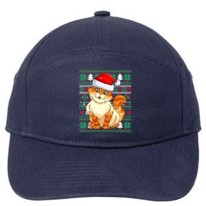 Cat Ugly Christmas For Santa Lovers Funny Cat Xmas Funny Gift 7-Panel Snapback Hat