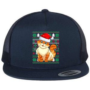 Cat Ugly Christmas For Santa Lovers Funny Cat Xmas Funny Gift Flat Bill Trucker Hat