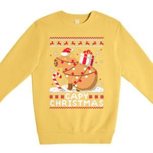 Capy Ugly Christmas Sweater Capybara Lover Christmas Premium Crewneck Sweatshirt