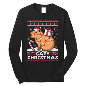 Capy Ugly Christmas Sweater Capybara Lover Christmas Long Sleeve Shirt