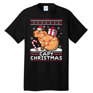 Capy Ugly Christmas Sweater Capybara Lover Christmas Tall T-Shirt