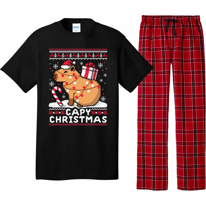 Capy Ugly Christmas Sweater Capybara Lover Christmas Pajama Set