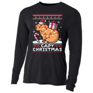 Capy Ugly Christmas Sweater Capybara Lover Christmas Cooling Performance Long Sleeve Crew