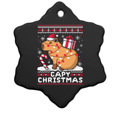 Capy Ugly Christmas Sweater Capybara Lover Christmas Ceramic Star Ornament