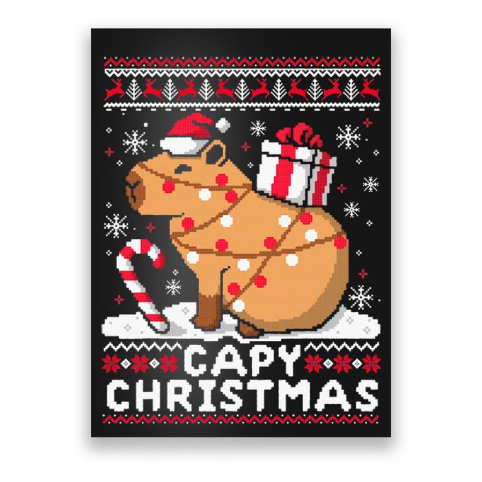 Capy Ugly Christmas Sweater Capybara Lover Christmas Poster