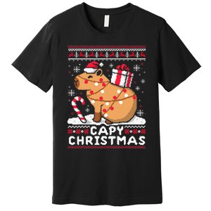 Capy Ugly Christmas Sweater Capybara Lover Christmas Premium T-Shirt