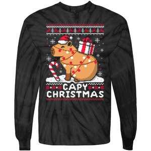 Capy Ugly Christmas Sweater Capybara Lover Christmas Tie-Dye Long Sleeve Shirt