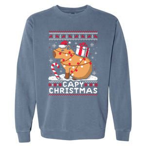 Capy Ugly Christmas Sweater Capybara Lover Christmas Garment-Dyed Sweatshirt