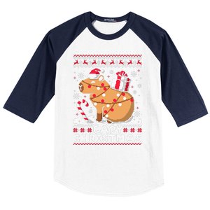 Capy Ugly Christmas Sweater Capybara Lover Christmas Baseball Sleeve Shirt