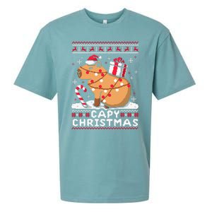 Capy Ugly Christmas Sweater Capybara Lover Christmas Sueded Cloud Jersey T-Shirt