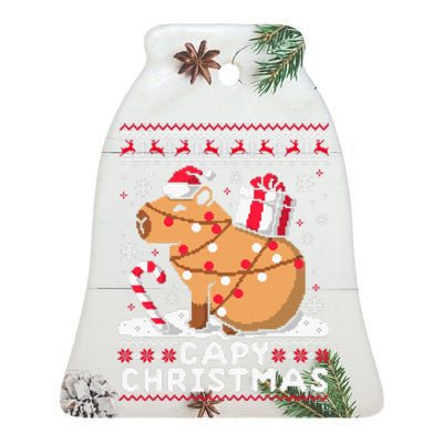 Capy Ugly Christmas Sweater Capybara Lover Christmas Ceramic Bell Ornament