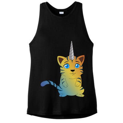 Cat Unicorn Caticorn Ladies PosiCharge Tri-Blend Wicking Tank
