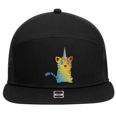 Cat Unicorn Caticorn 7 Panel Mesh Trucker Snapback Hat