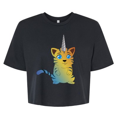 Cat Unicorn Caticorn Bella+Canvas Jersey Crop Tee