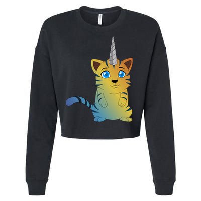 Cat Unicorn Caticorn Cropped Pullover Crew