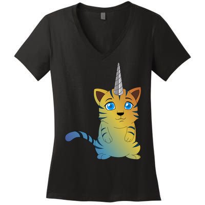 Cat Unicorn Caticorn Women's V-Neck T-Shirt