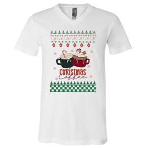 Cool Ugly Christmas Sweater Coffee V-Neck T-Shirt