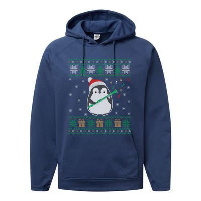 Clarinet Ugly Christmas Sweater Penguin Xmas Family Matching Cute Gift Performance Fleece Hoodie