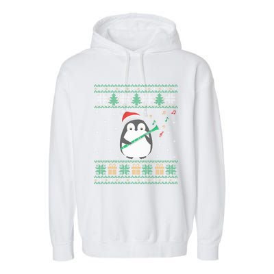 Clarinet Ugly Christmas Sweater Penguin Xmas Family Matching Cute Gift Garment-Dyed Fleece Hoodie