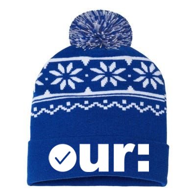 Check Ur Colon Cancer Awareness Colonoscopy Colorectal Blue Meaningful Gift USA-Made Snowflake Beanie