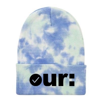 Check Ur Colon Cancer Awareness Colonoscopy Colorectal Blue Meaningful Gift Tie Dye 12in Knit Beanie