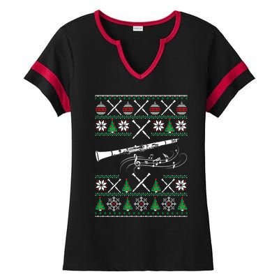 Clarinet Ugly Christmas Gift Ladies Halftime Notch Neck Tee