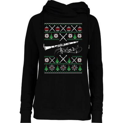 Clarinet Ugly Christmas Gift Womens Funnel Neck Pullover Hood