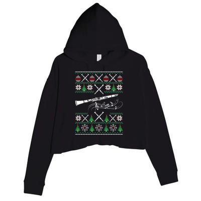 Clarinet Ugly Christmas Gift Crop Fleece Hoodie