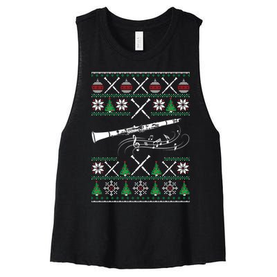 Clarinet Ugly Christmas Gift Women's Racerback Cropped Tank