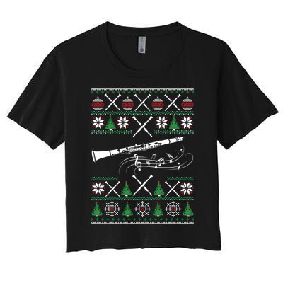 Clarinet Ugly Christmas Gift Women's Crop Top Tee