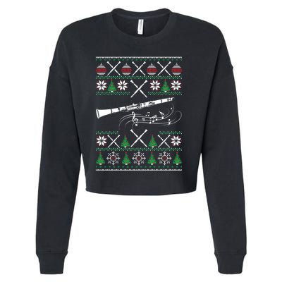 Clarinet Ugly Christmas Gift Cropped Pullover Crew