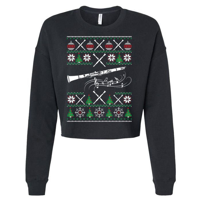 Clarinet Ugly Christmas Gift Cropped Pullover Crew