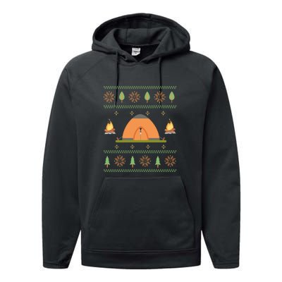 Camping Ugly Christmas Sweater Tee Camping Gift Performance Fleece Hoodie