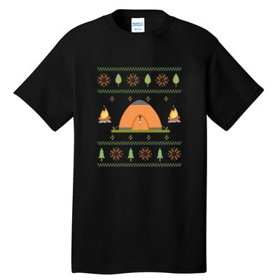 Camping Ugly Christmas Sweater Tee Camping Gift Tall T-Shirt