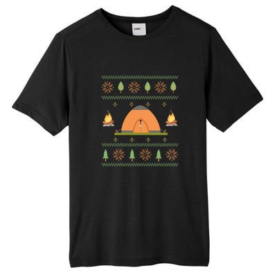 Camping Ugly Christmas Sweater Tee Camping Gift Tall Fusion ChromaSoft Performance T-Shirt