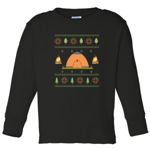 Camping Ugly Christmas Sweater Tee Camping Gift Toddler Long Sleeve Shirt