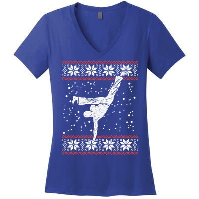 Capoeira Ugly Christmas Sweater Martial Arts Fighter Gift Women's V-Neck T-Shirt